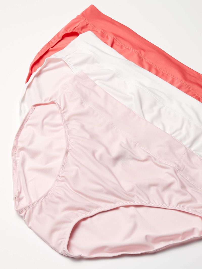 Warner's womens Blissful Benefits Dig-free Comfort Waistband Microfiber Hi-cut 3-pack 5138w Underwear, Sunkissed Coral/White/Pale Pink, 3X-Large US - Image 3